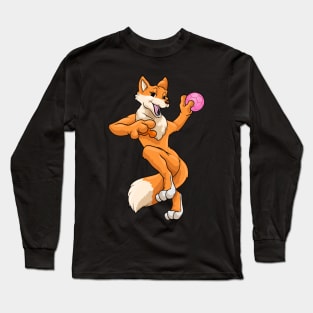 Fox as handball player with handball Long Sleeve T-Shirt